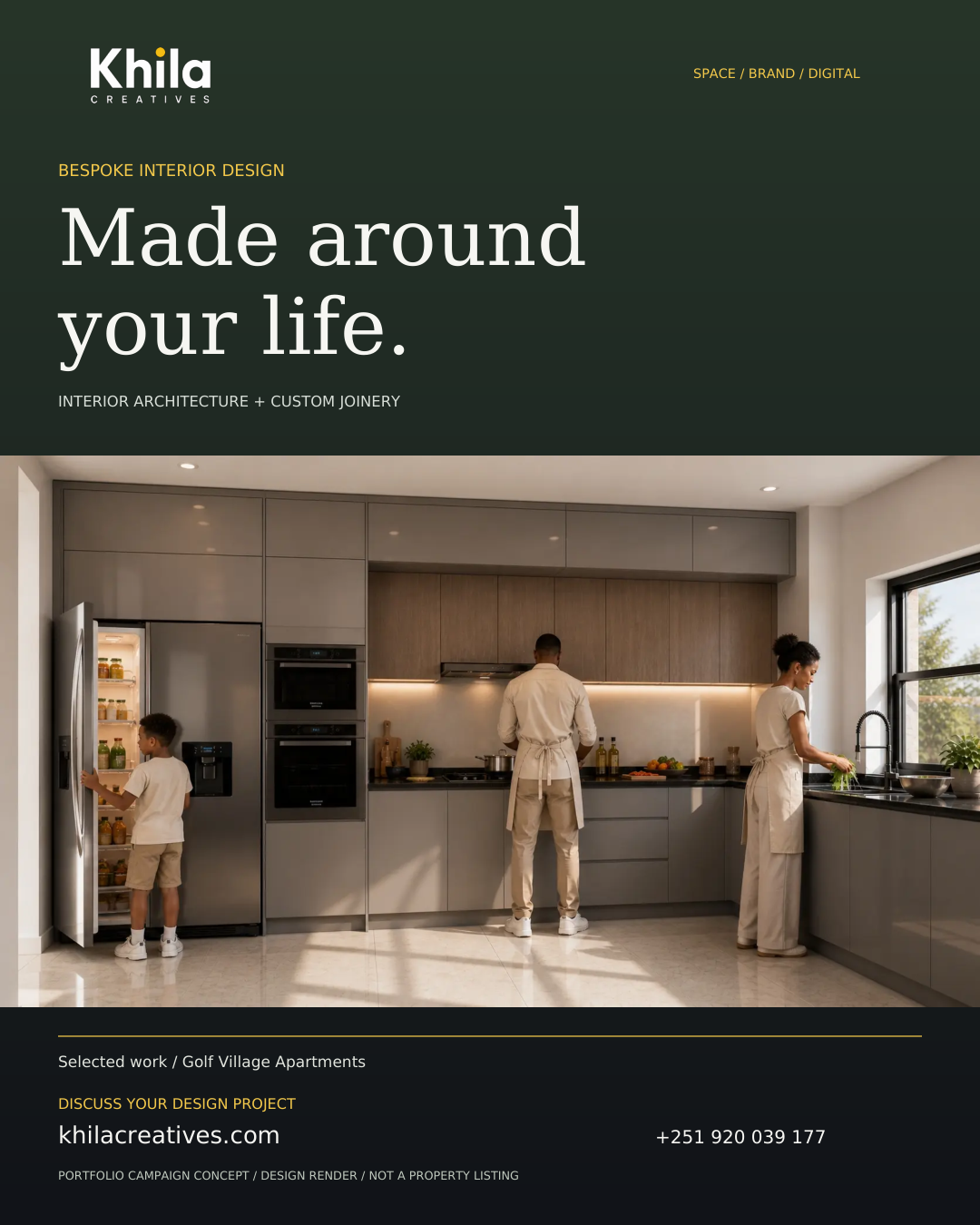 Bespoke Interior Design: Made around your life. Marketing poster