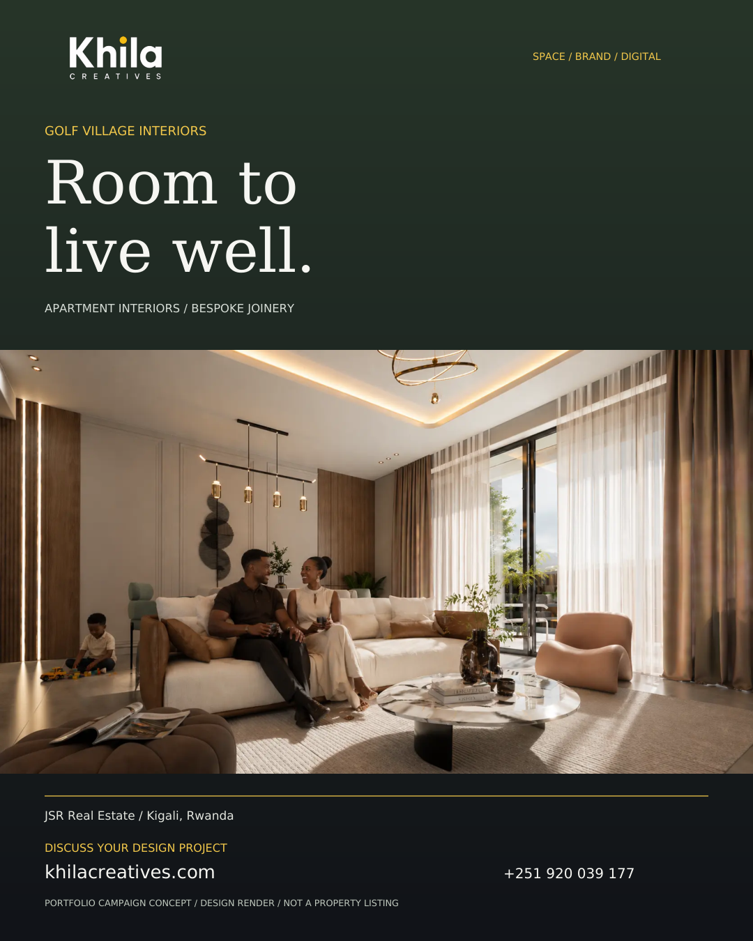Golf Village Interiors: Room to live well. Marketing poster