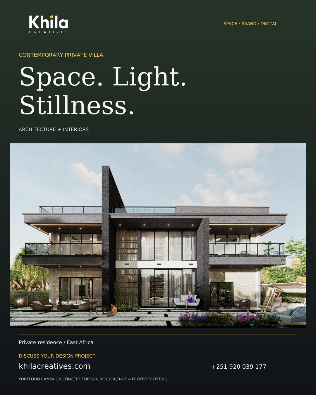 Contemporary Private Villa: Space. Light. Stillness. Marketing poster